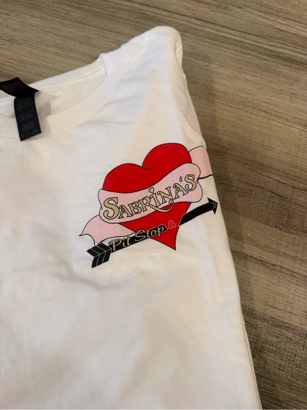 Sabrina Carpenter Pit Stop Graphic Tee With Red Heart Design View 2